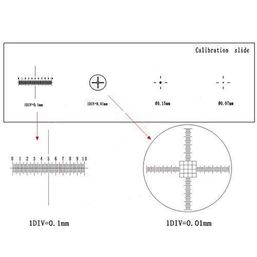 Microscope Stage Micrometer Calibration Slide with 4-Scales and 0.01mm Clear