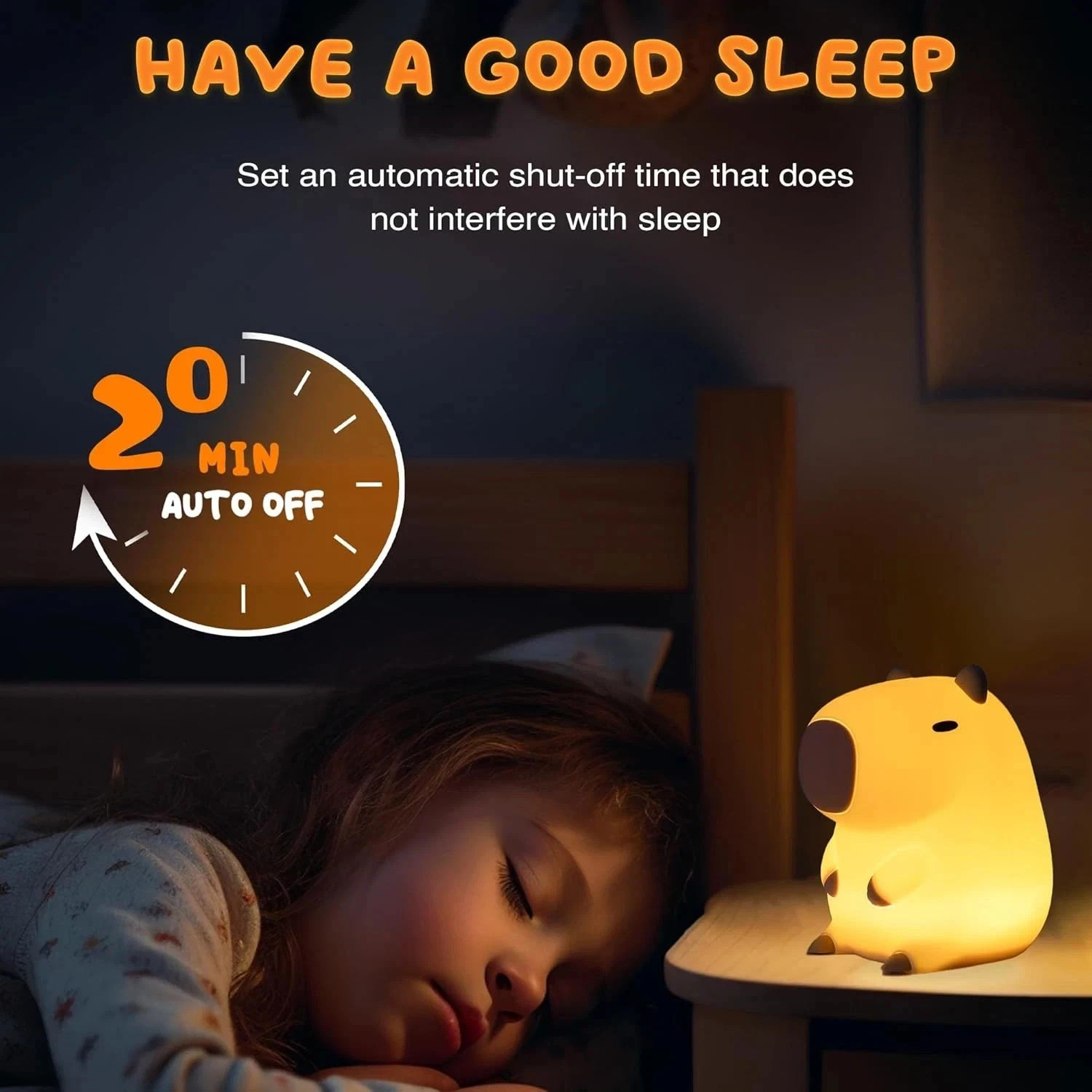UNEEDE Capybara Night Light USB Silicone Nursery Lamp Dimmable Bedside Light
