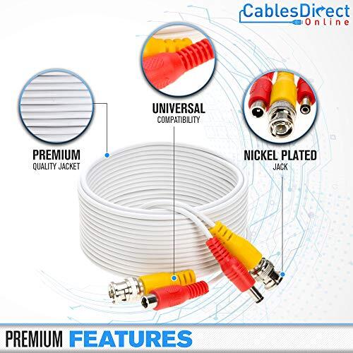 75FT White Premade BNC Video Power Cable/Wire for Security Camera CCTV DVR