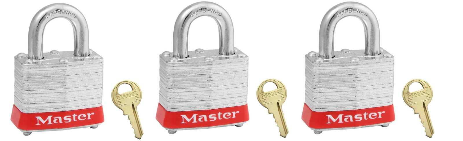 new Master Lock 3KARED 0535 set of 3 keyed alike