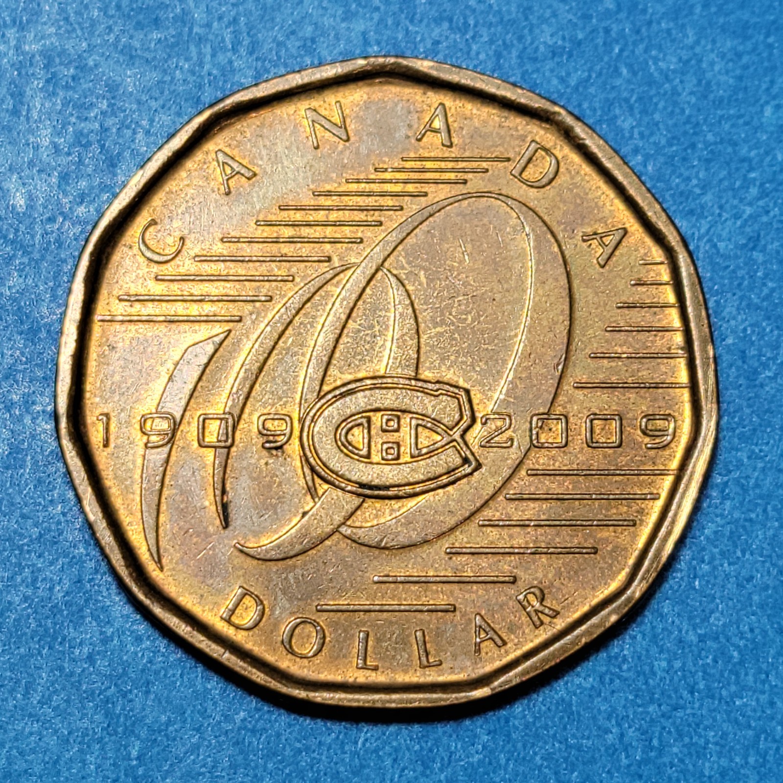 1909-2009 Montreal Canadiens Hockey CANADA 1 DOLLAR LOONIE COIN Combined Ship