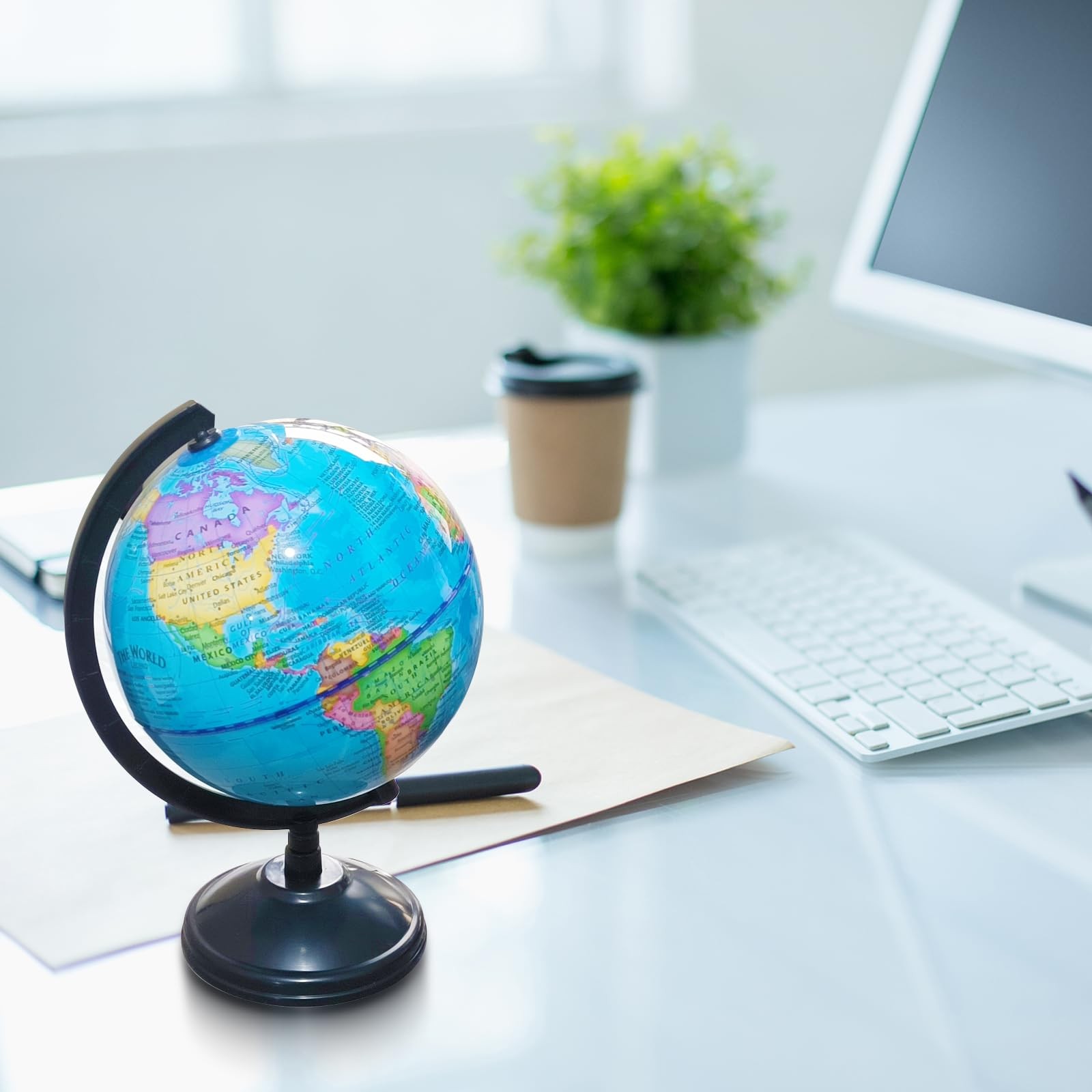 WORLD GLOBE EARTH Map Rotating Geography Ocean Classroom Learning Desktop