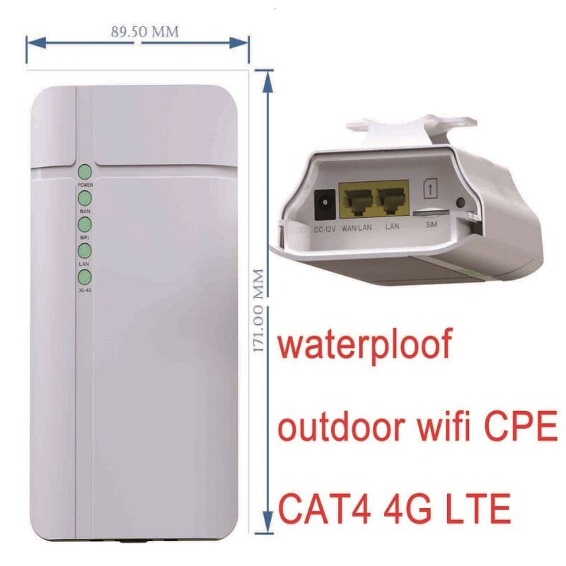 Outdoor 4G LTE WiFi Router CPE 300Mbps Modem with Sim Card Slot Waterproof IP65