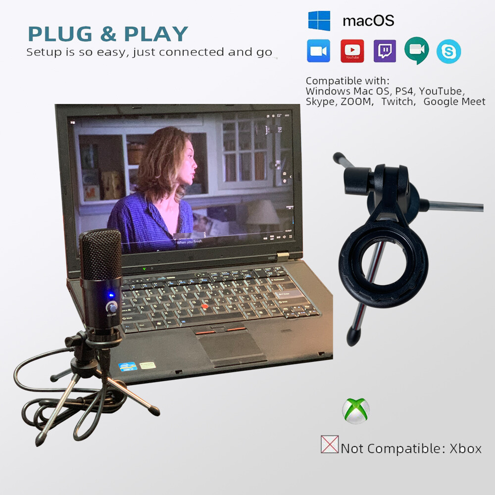 Professional Condenser USB Microphone Kit Complete Set For Studio Recording Mic