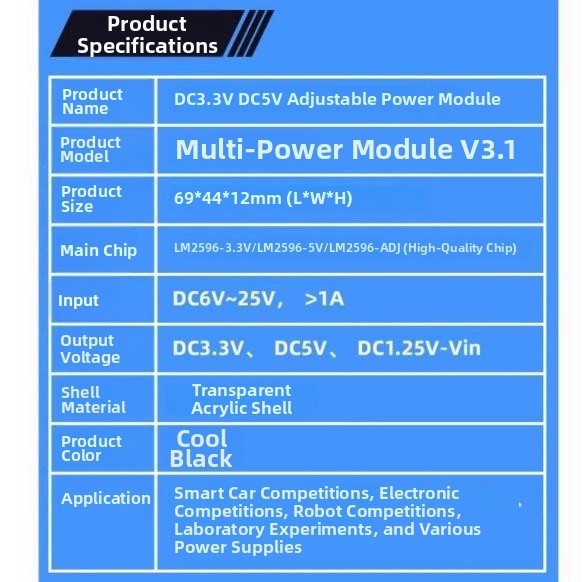 Stable DC Power Supply Module Adjustable Output for Sensor and for mcu Projects