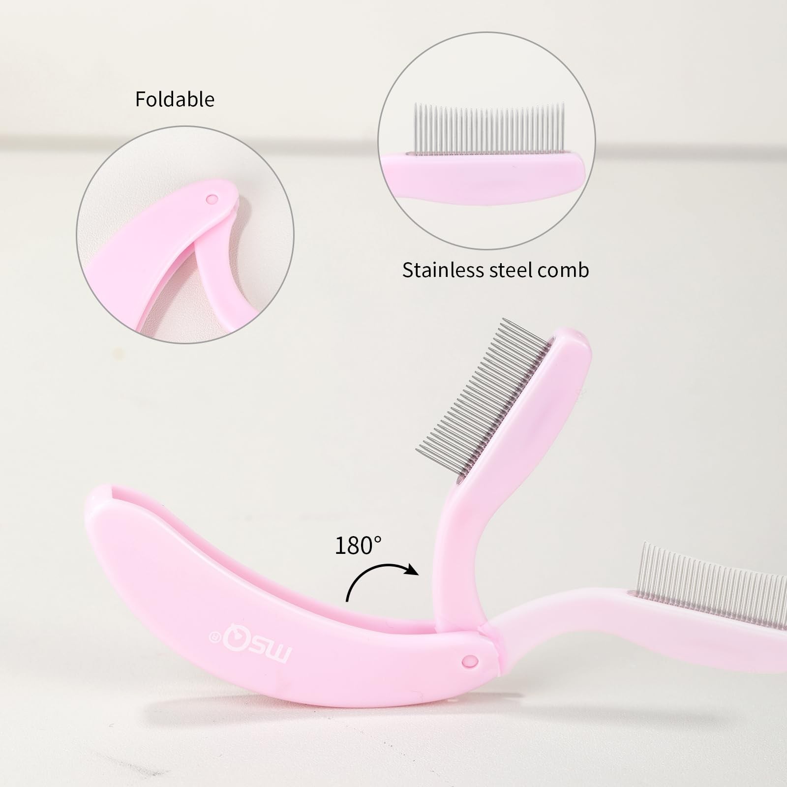 Eyelash Comb MSQ Separator Tool Folding Pink