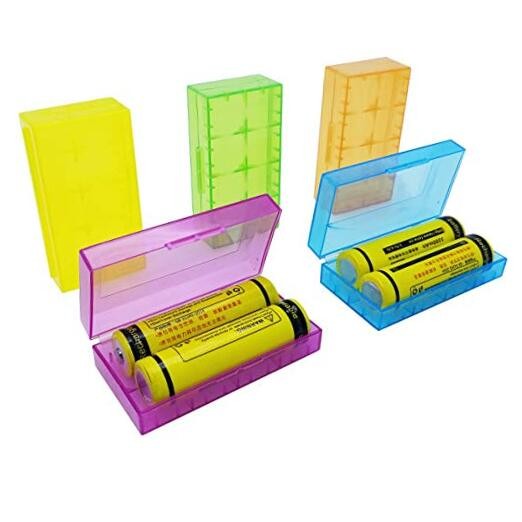5 PCS Clear Colorful Battery Storage Case Holder Organizer for 18650, Battery