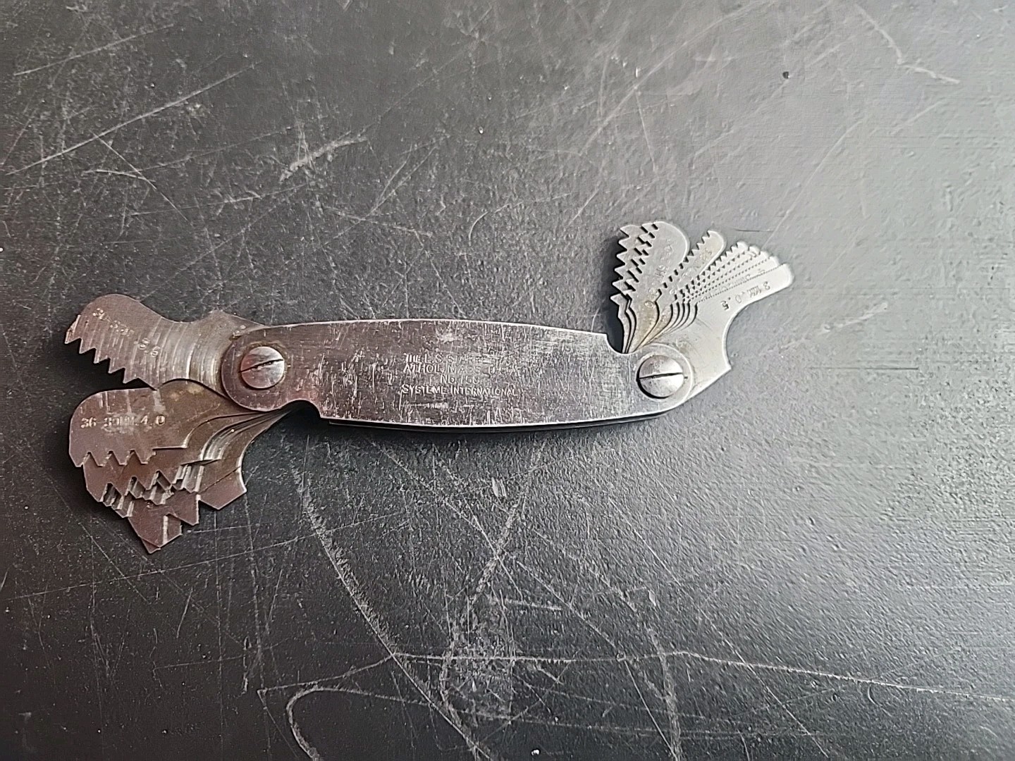 Vintage L. S. Starrett No. 158 Metric Screw Pitch Gage Machinist Tool USA