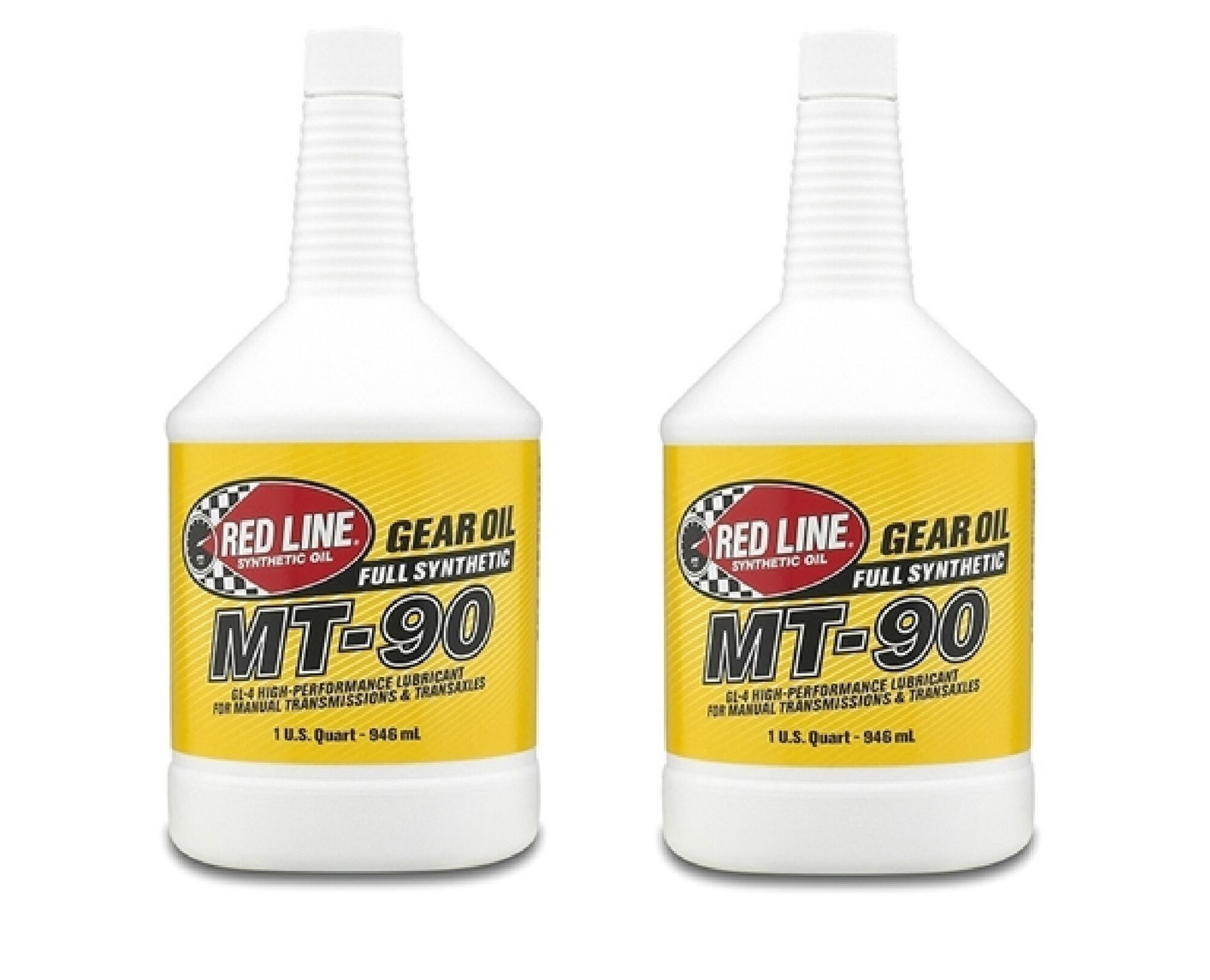 Red Line Oil Full Synthetic MT-90 75W90 GL-4 Gear Oil 1 Quart Bottles Pair 50304