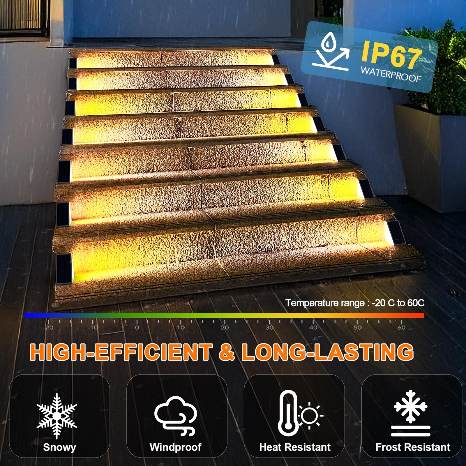 Illuminate Your Walkway at Night - Waterproof Solar Step Lights 6 Pack