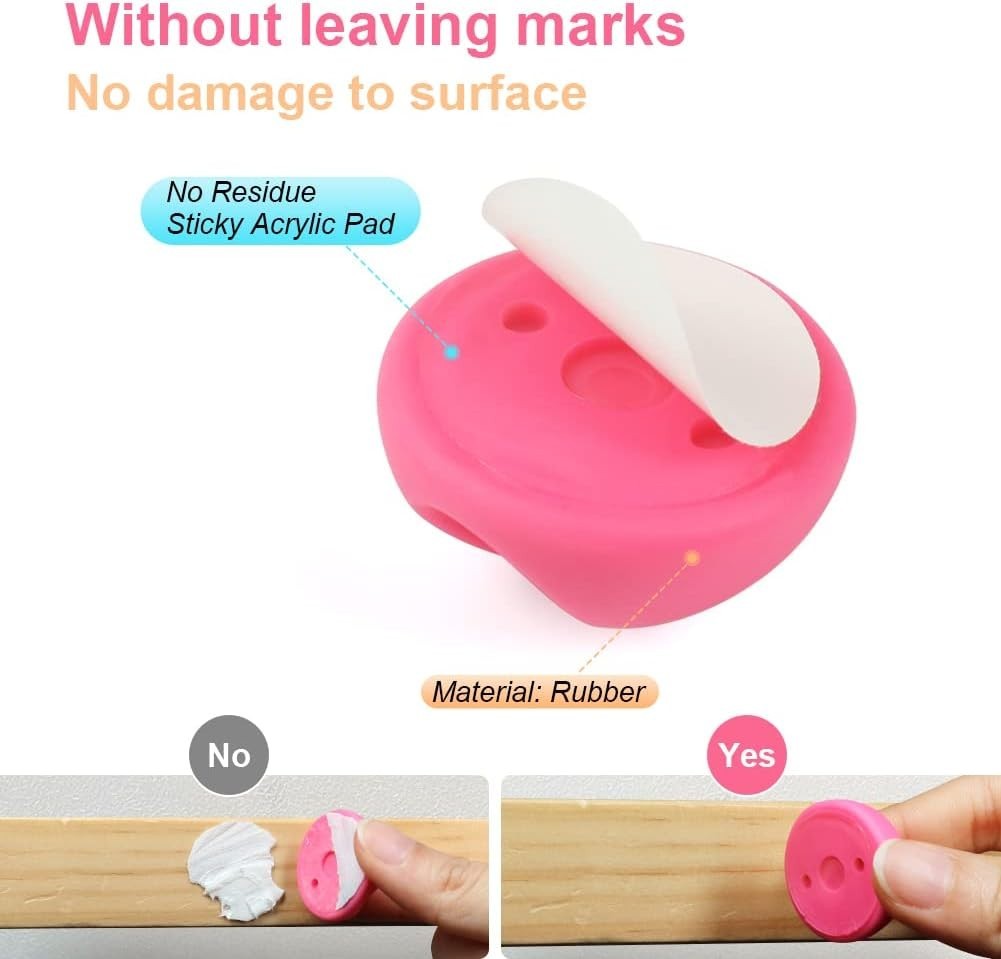 Creative Colorful Cable Holder Clips - Keep Cords Neat on Desk or Wall, 6pcs