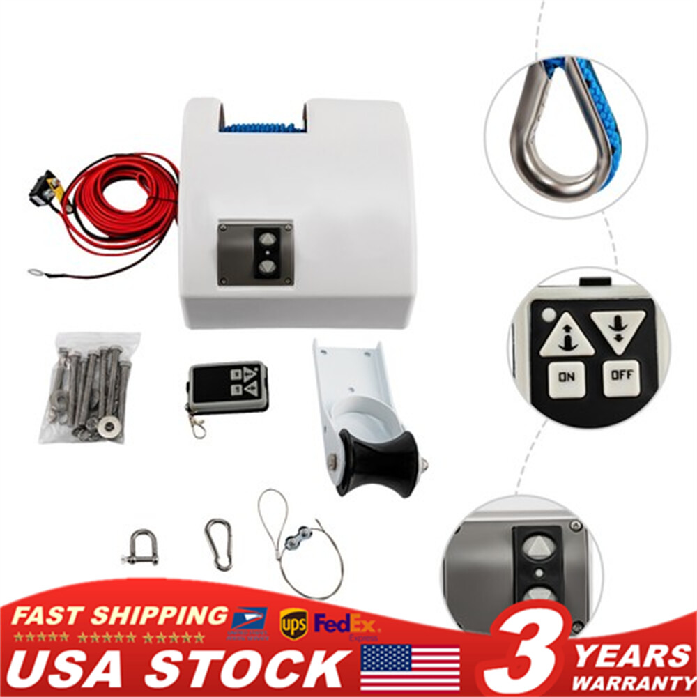 45 LBS Free Fall Saltwater Marine Boat Electric Anchor Winch W/ Wireless Remote