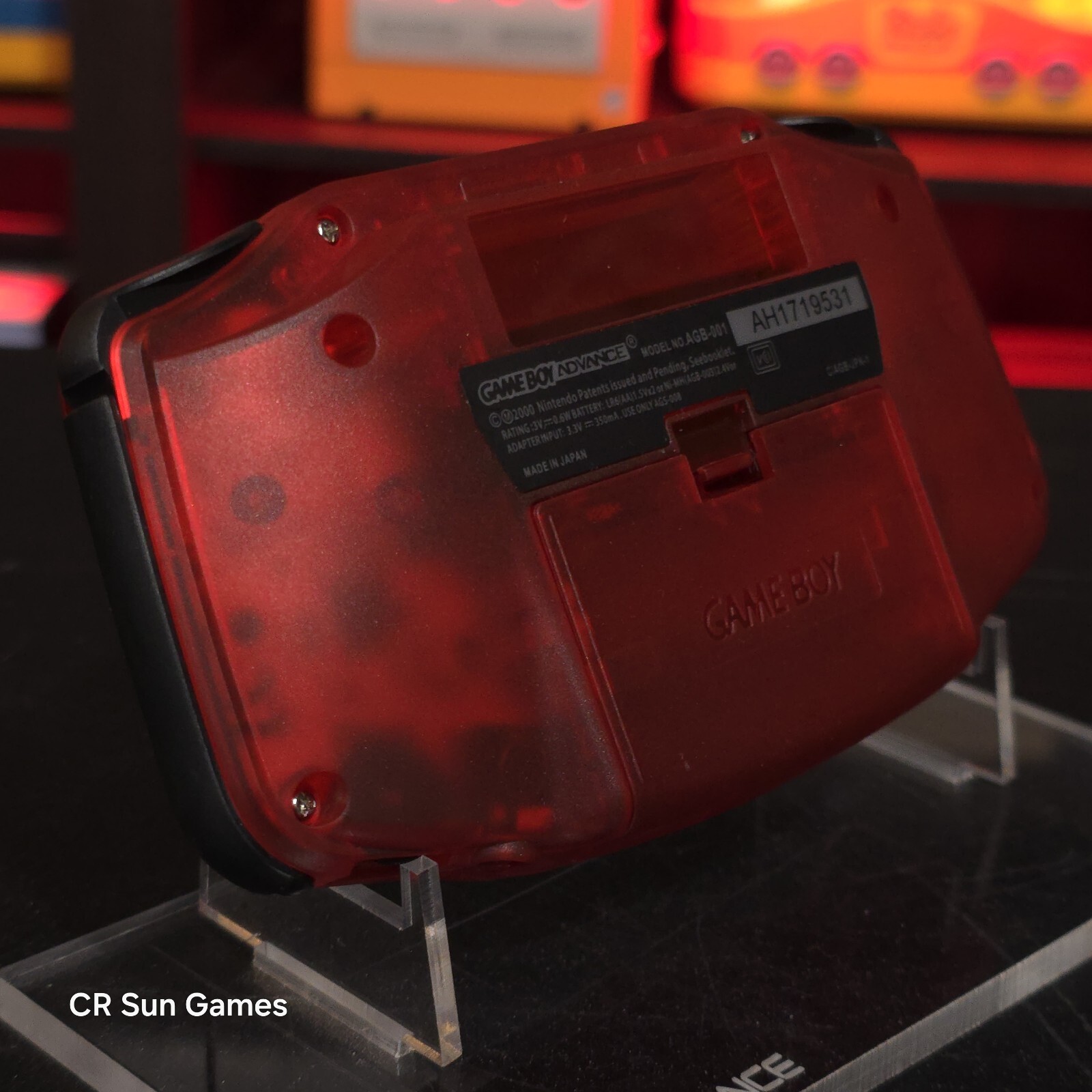 Clear Red Game Boy Advance GBA Console with iPS V5 Backlight Backlit LCD MOD