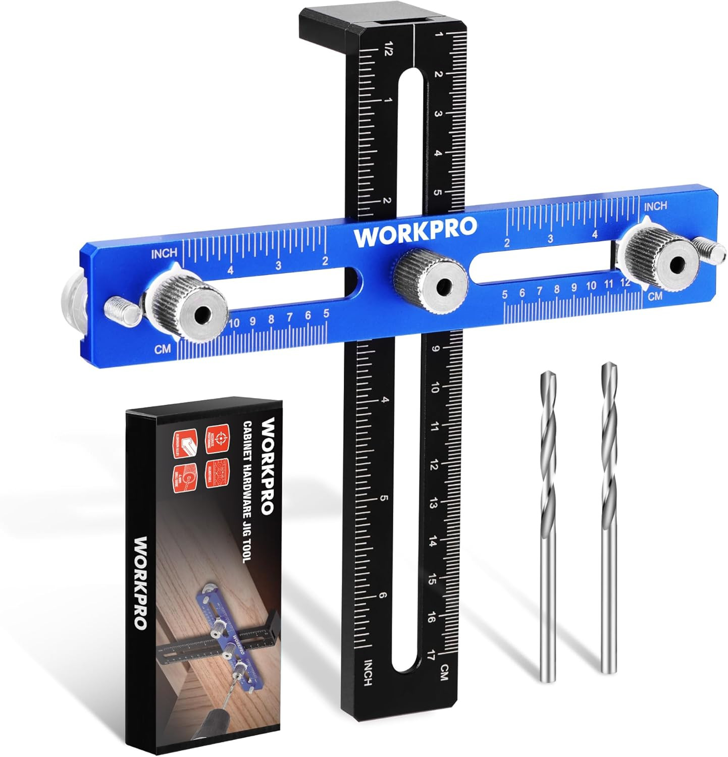 WORKPRO Cabinet Hardware Jig, Aluminum Alloy Cabinet Handle Jig with 4mm Drill G