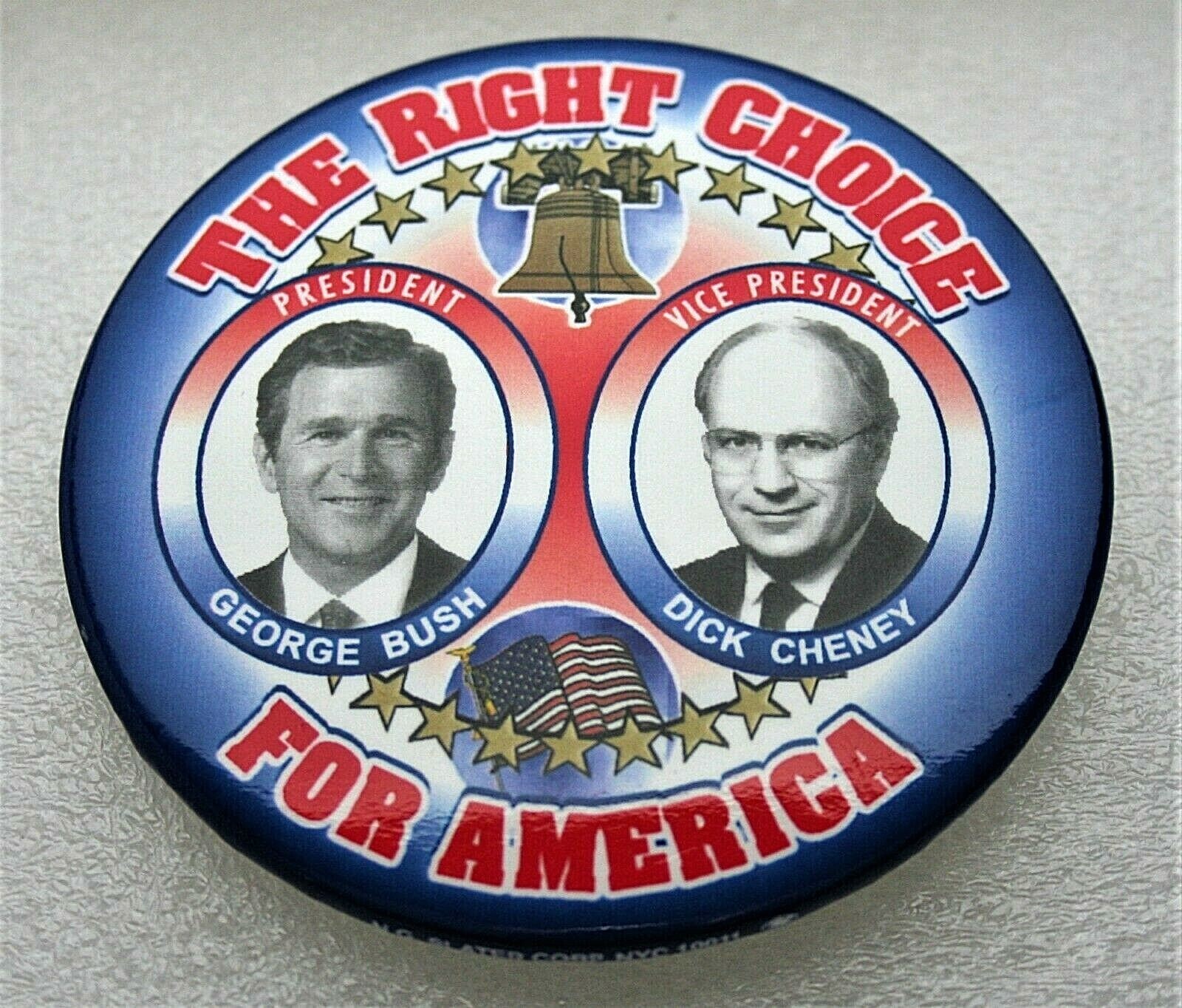 George Bush D Cheney 2001 Right Choice Presidential Political Pin Button New NOS