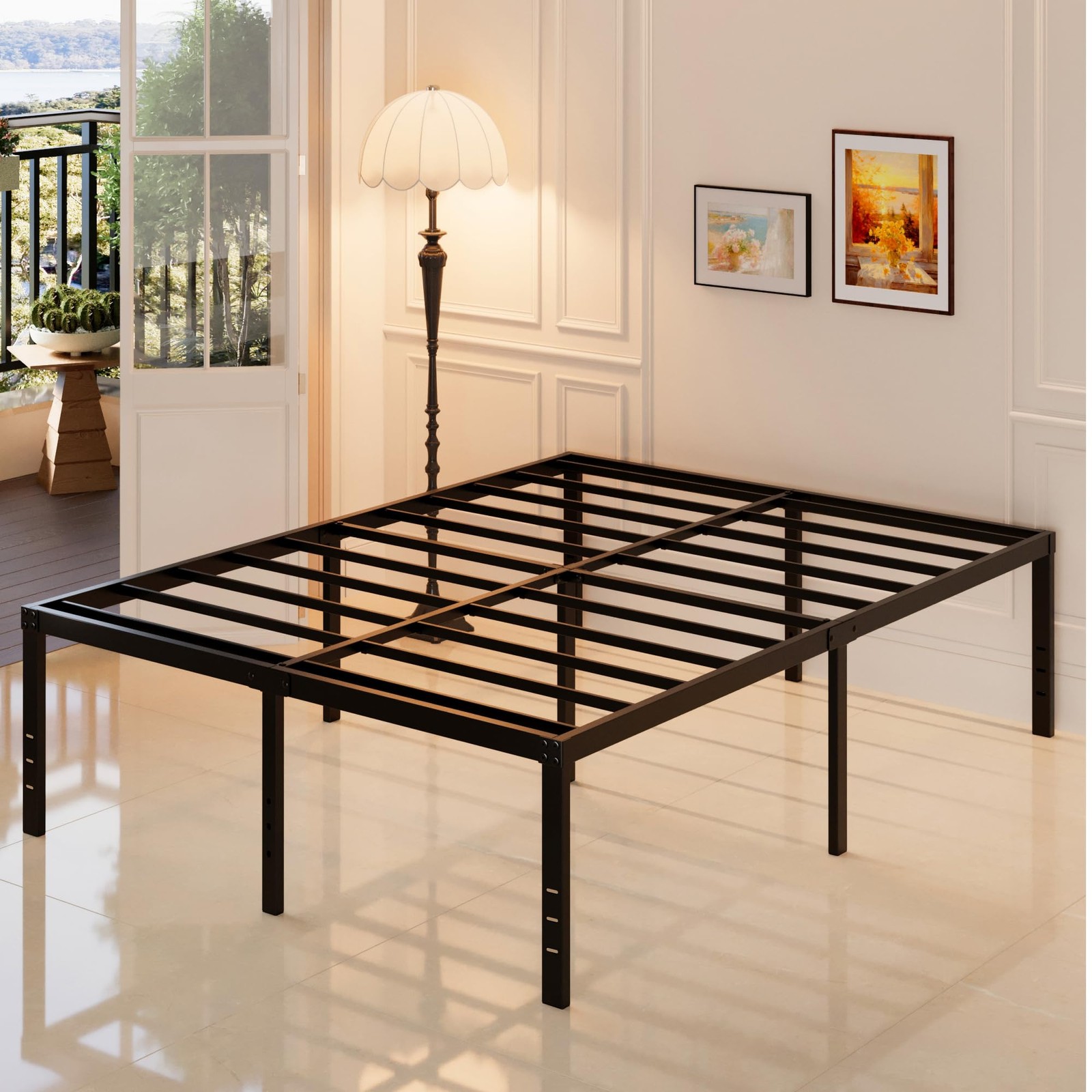 20 Inch Queen Bed Frame, Heavy Duty Metal Platform, No Box Spring Needed