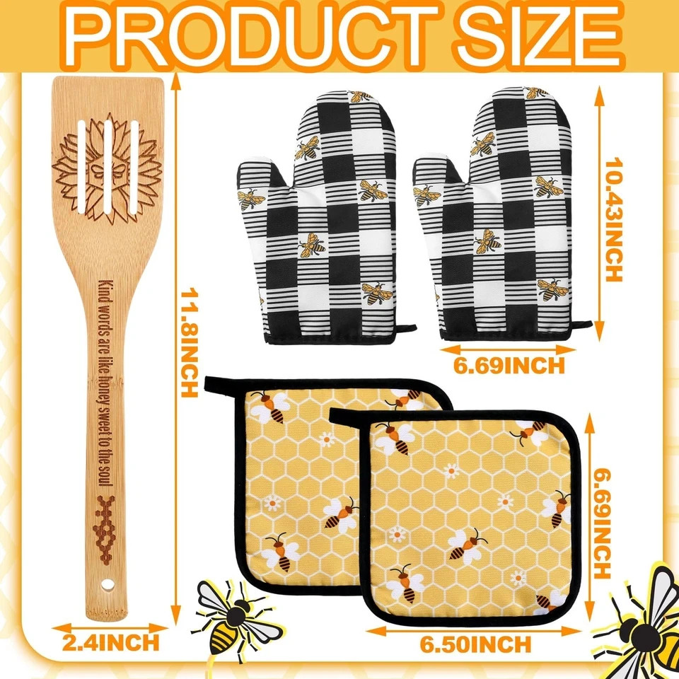 Bencailor 13 Pcs Bee Kitchen Decor Accessories Apron Dish Yellow