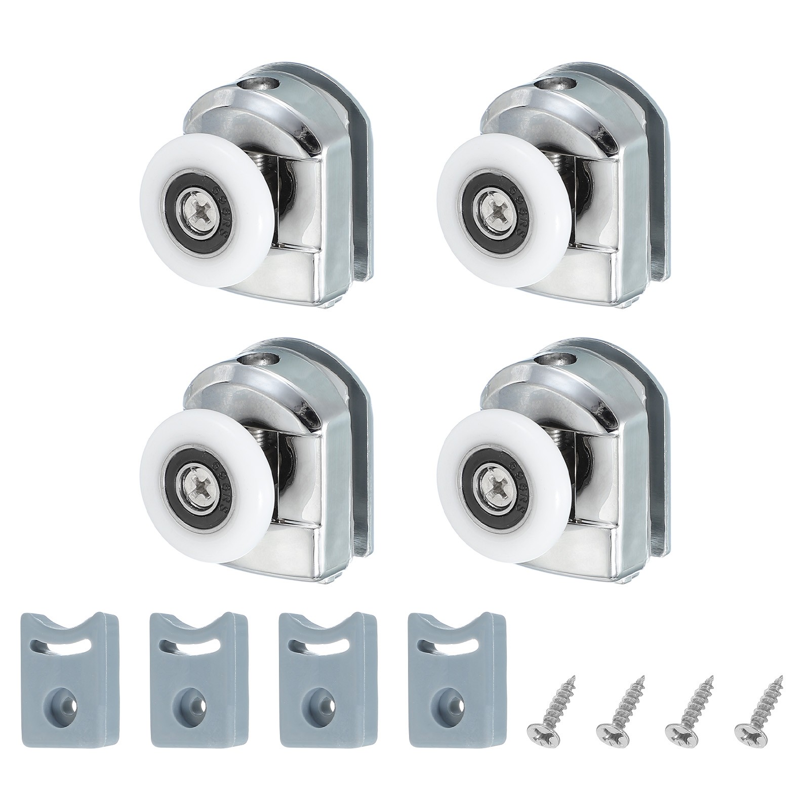 4Pcs 25mm Single Shower Door Rollers Copper Top Wheels Pulleys Guide Silver