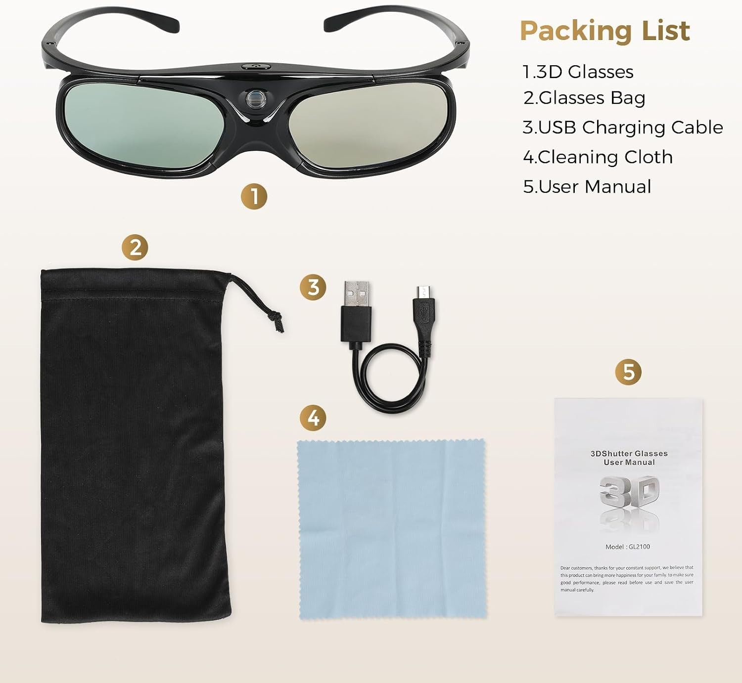 Active Shutter 3D Glasses 144Hz, 4 Pack, Lightweight