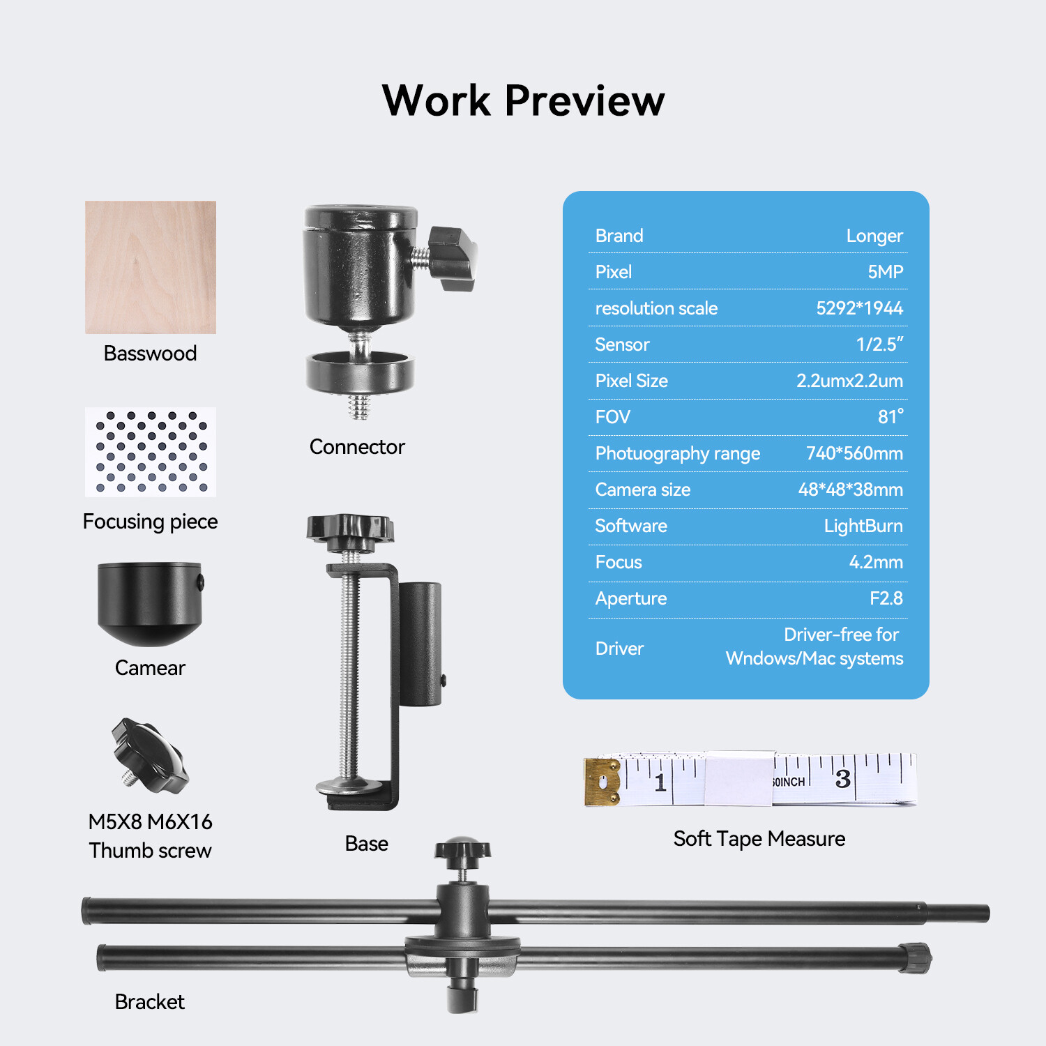 Longer LightBurn Camera Kit for Laser Engravers – 5MP HD Precision Positioning