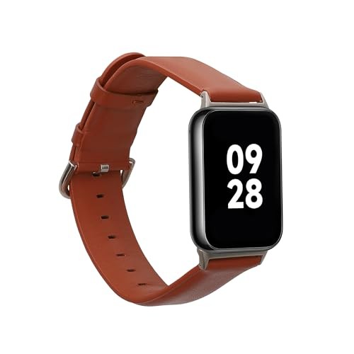 Real Leather Watch Strap Compatible with Xiaomi Smart Band 8 Pro/Band 9 brown