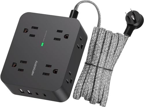 Surge Protector Power Strip with 8 Outlets & 4 USB Ports, 5ft Extension Cord, Wa