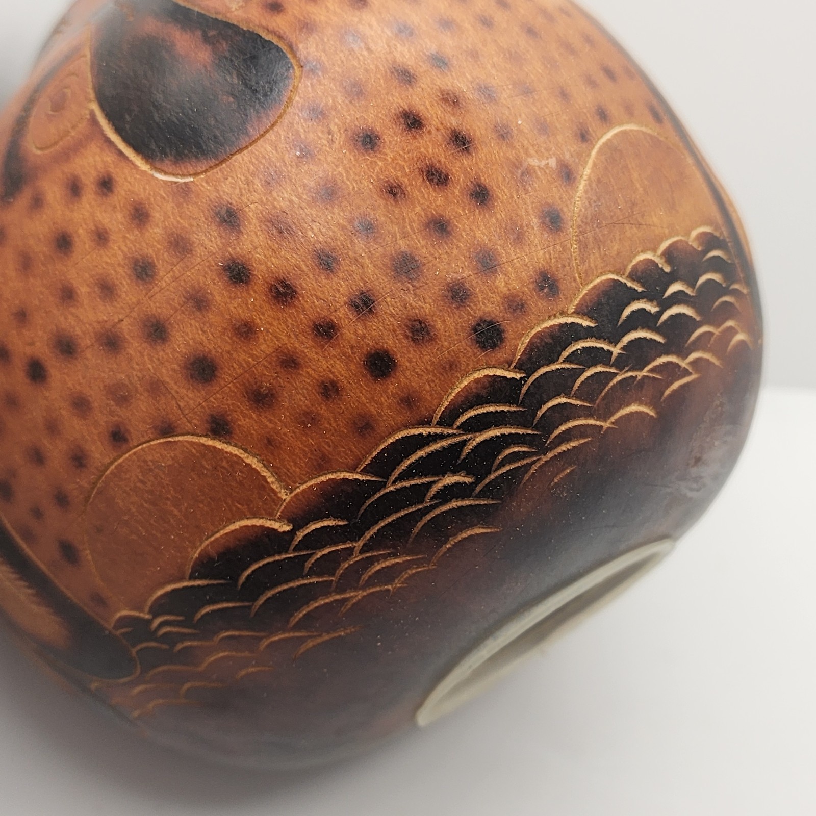 Peruvian Folkart Gourd Handmade Musical Shaker LG Bird Kingfisher 7.5IN W