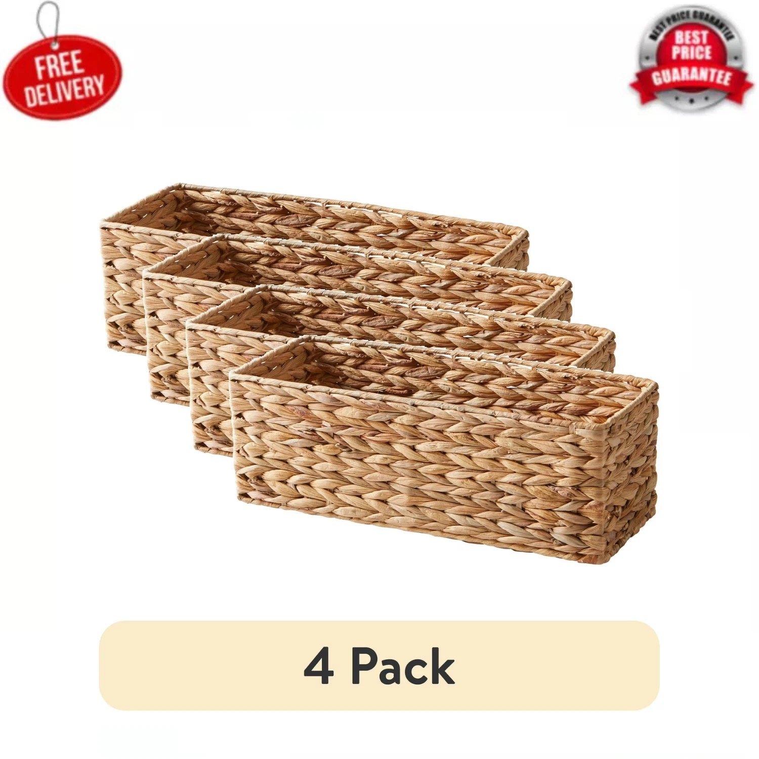 (4 pack) Better Homes & Gardens Brown Hyacinth Organizer Basket