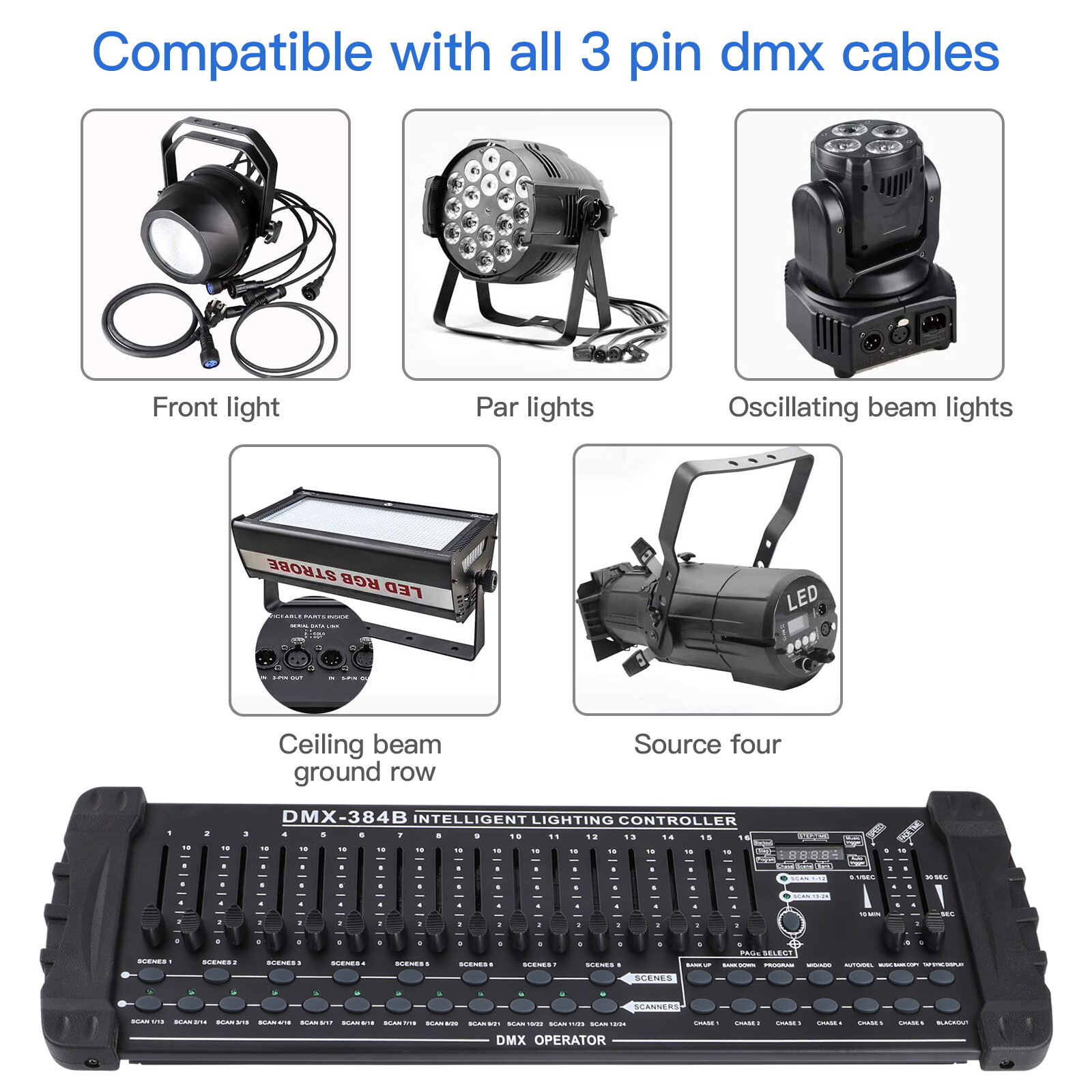DMX 512 384Channels Operator Console Controller For Stage Lighting DJ Party