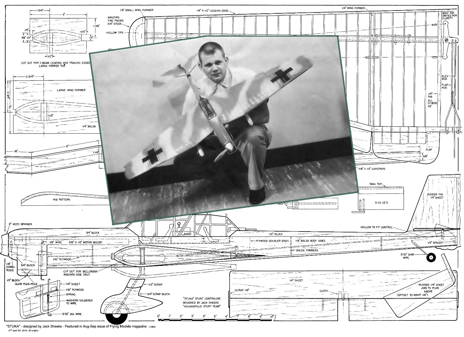 Model Airplane Plans (UC): Stuka  57" Semi-Scale Stunt for .29-35 by Jack Sheeks