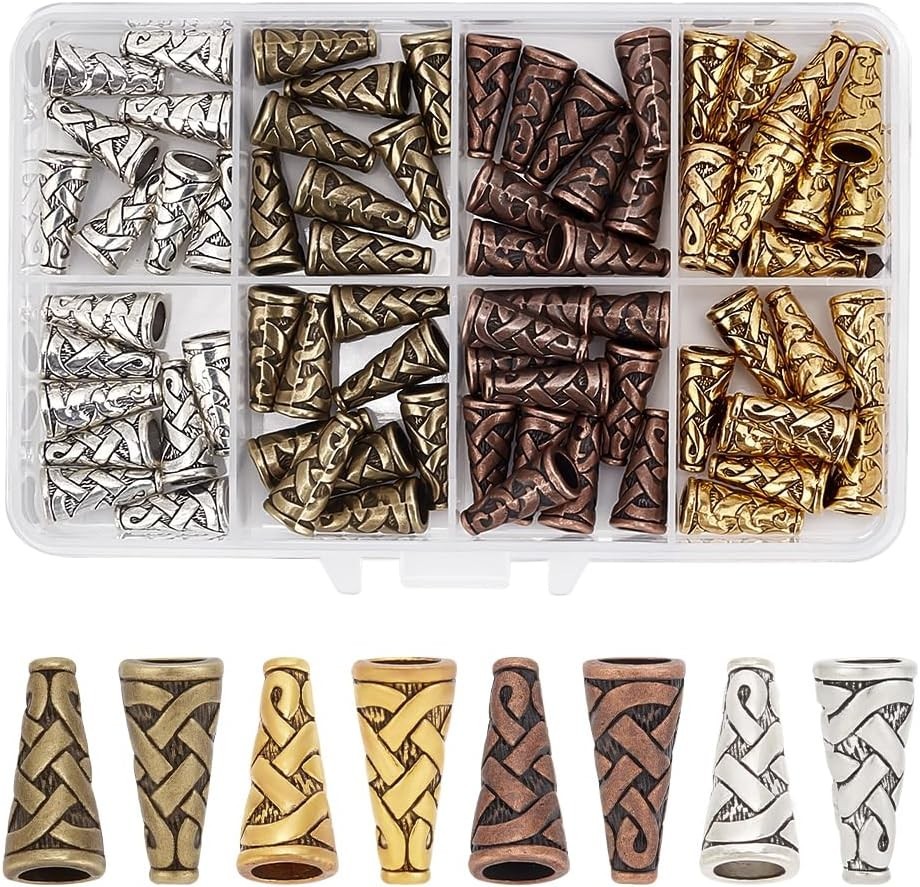 80Pcs 4 Colors Earring Cones for Jewelry Making, 18X8Mm Tibetan Metal Cone Bead