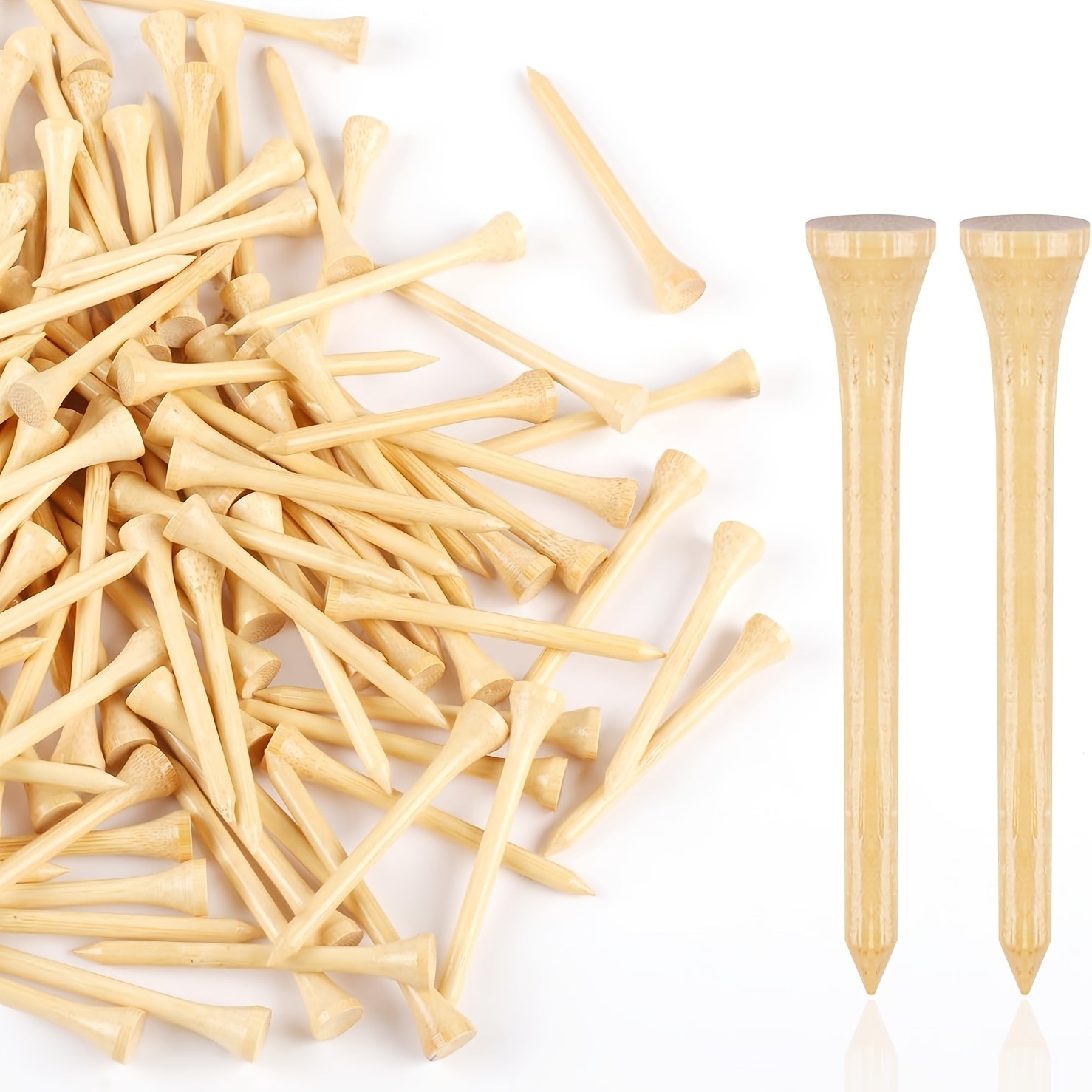 Bamboo Golf Tees 300-Count Bulk, Mixed 2 3/4 Inch Lengths, Wooden Tees