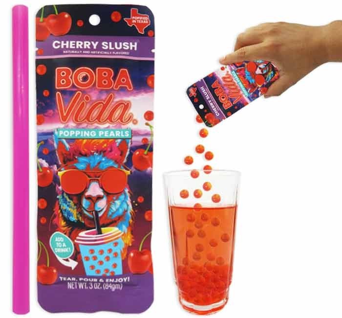 Boba Vida Popping Boba Pearls - Cherry Slush - 1 Pouch - 3oz - FREE SHIPPING