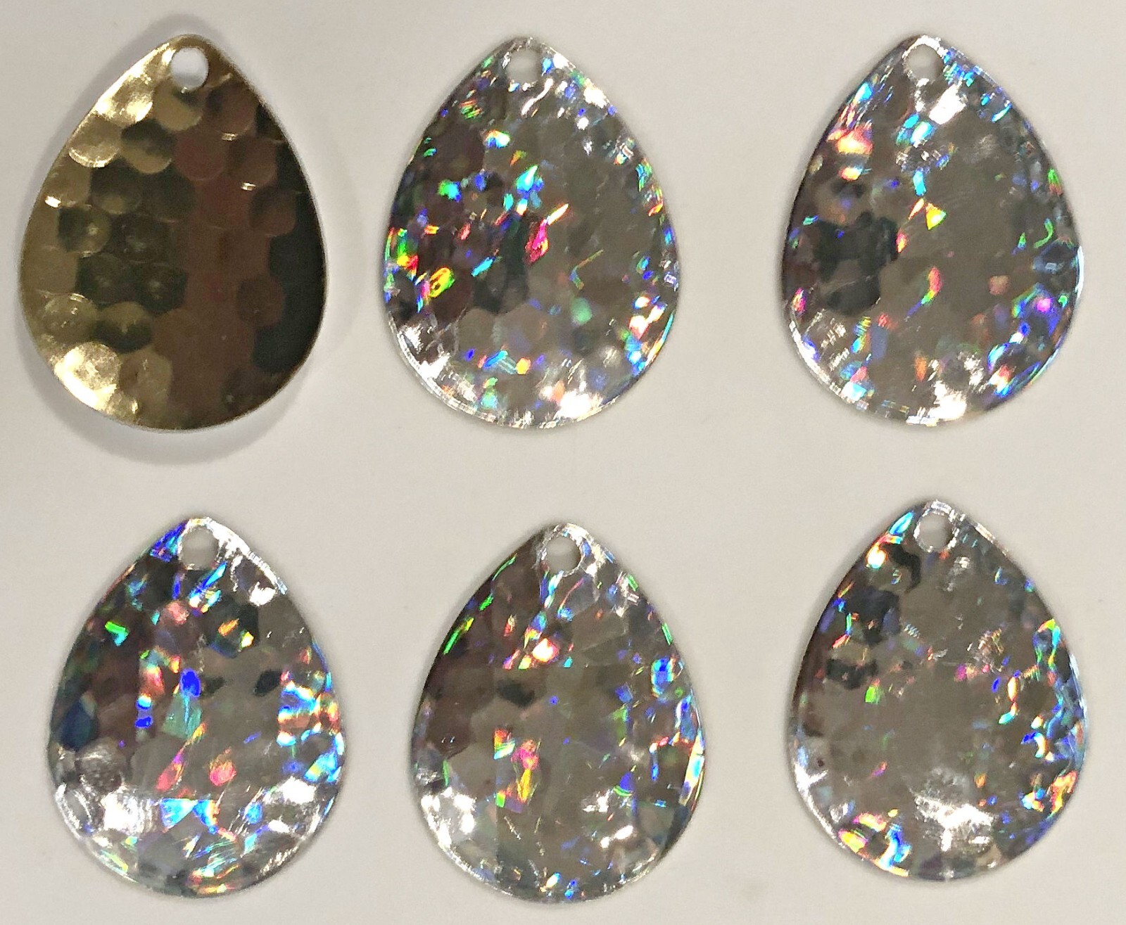 Pkg of 6 each Size 5 Top Line Colorado Blades Holographic Silver/Brass Back