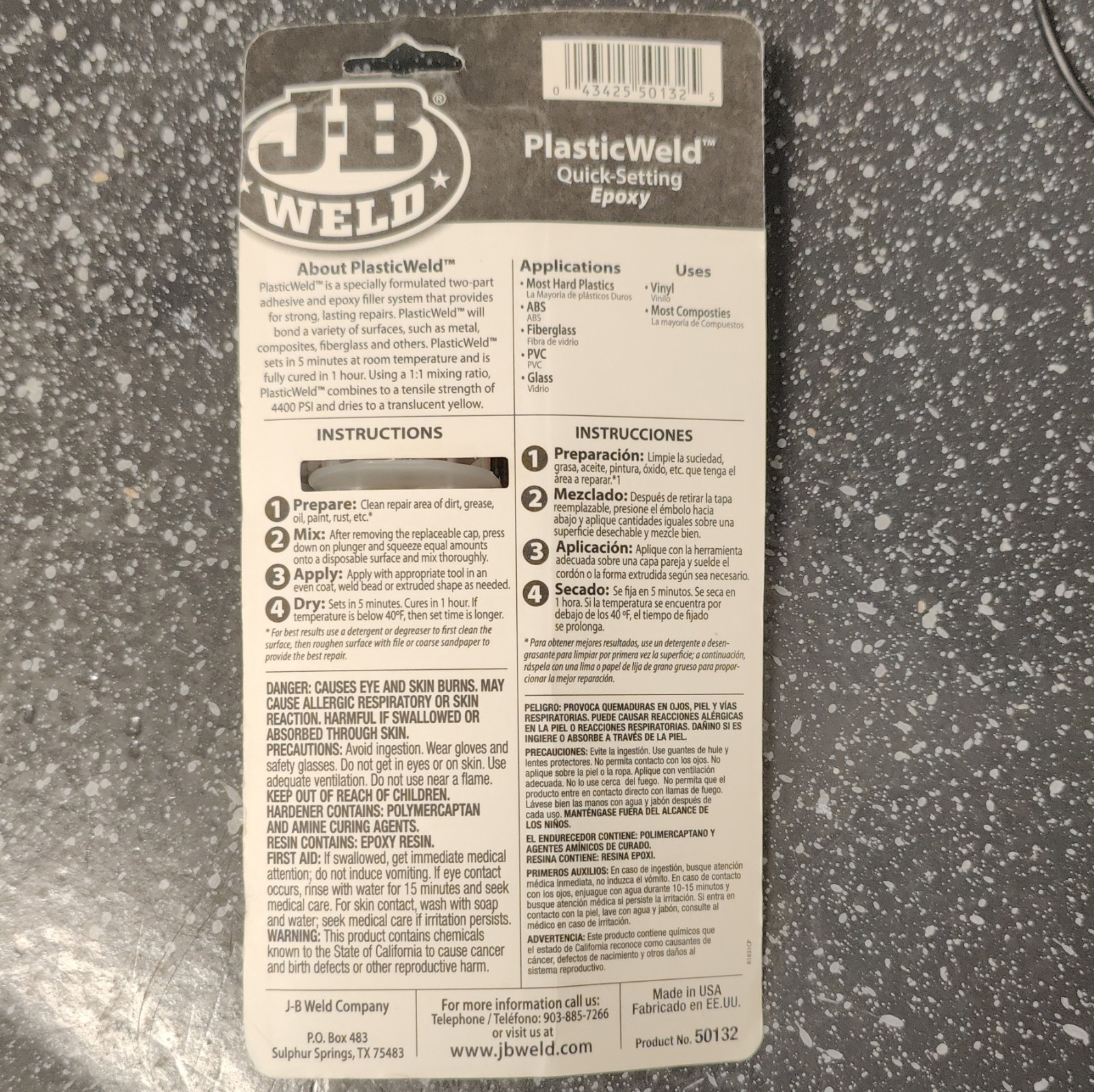 J-B Weld PlasticWeld Quick Setting Epoxy 50132 Multi-Purpose Re-Sealable