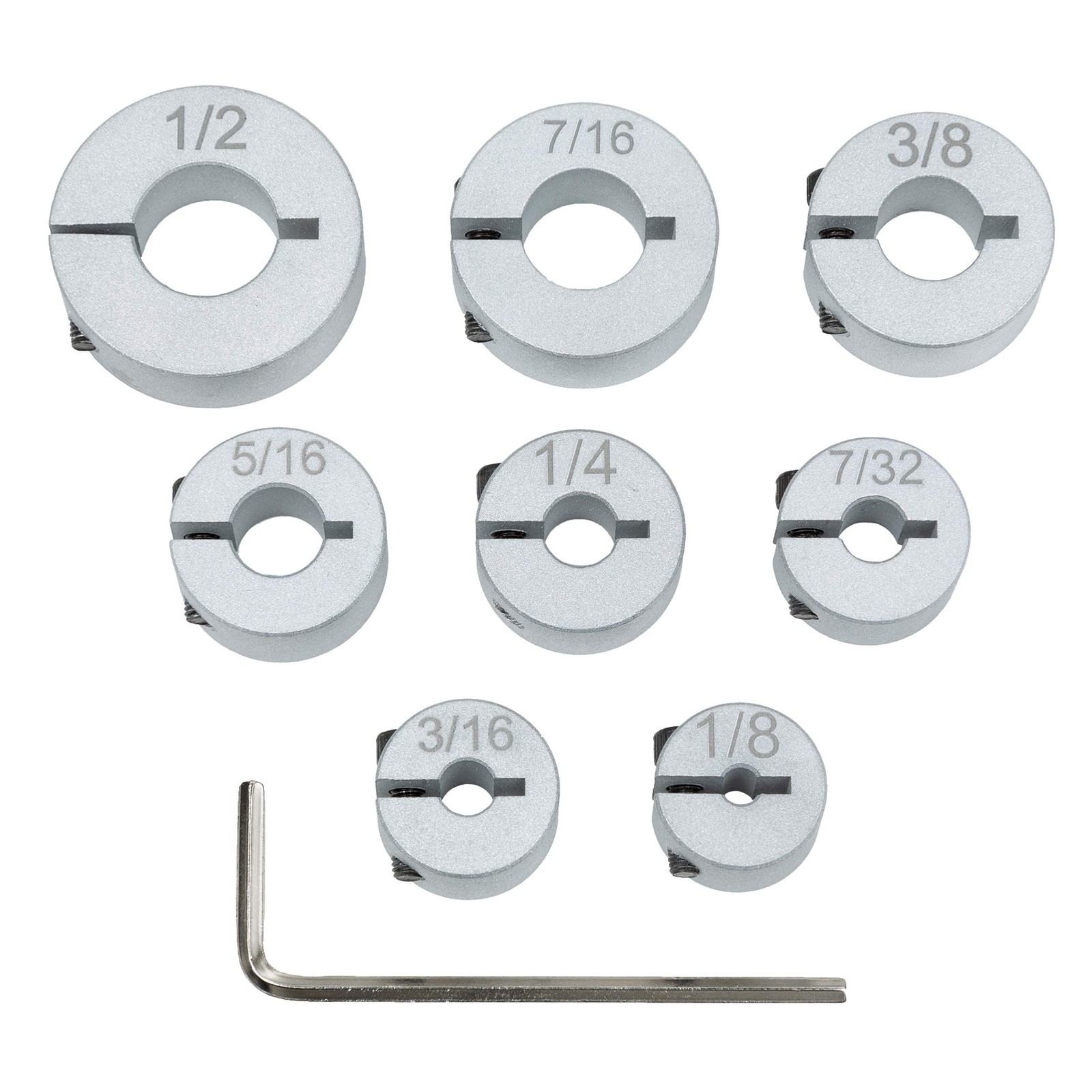 Professional Stop Collar Set - Drill Bit Depth Stop - 8 Piece Kit (1/2”, 7