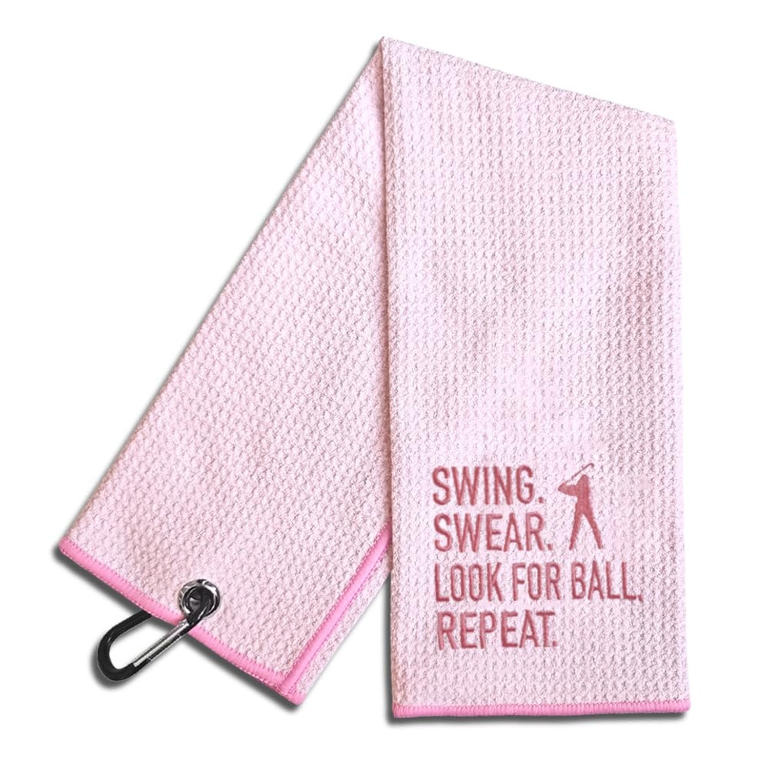 Swing Swear Look for Embroidered Pink Golf Towel, Funny Golf Towels for Bag w...