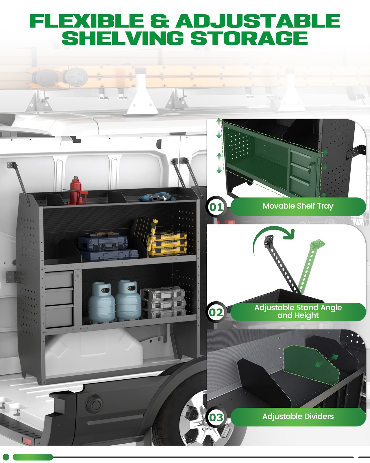 42"Wx43"Hx13"D Van Shelving for Ford Transit Connect,Ram Promaster City w/drawer