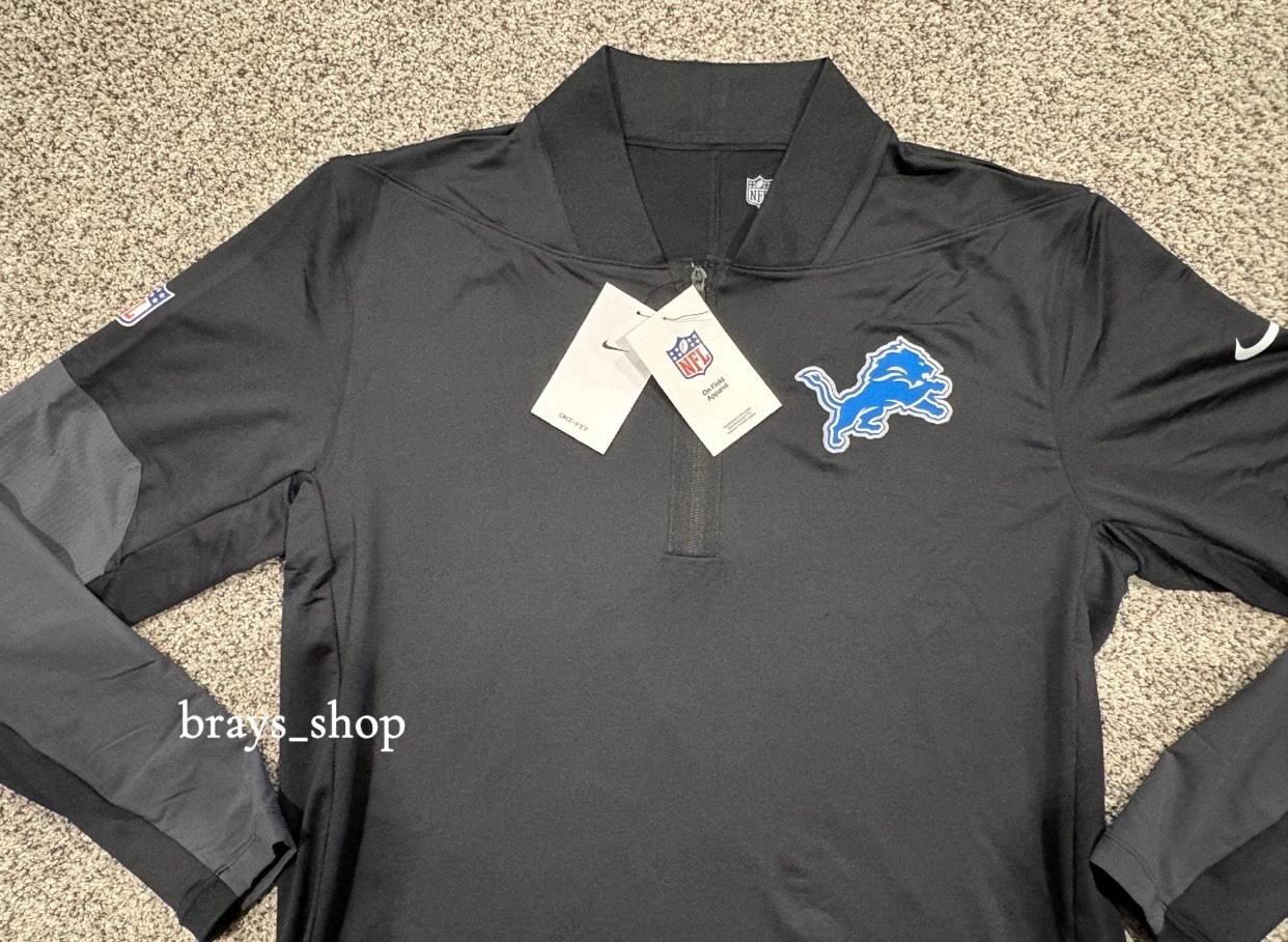 Detroit Lions Nike 2025 Sideline Dri-FIT Half-Zip Pullover - Black