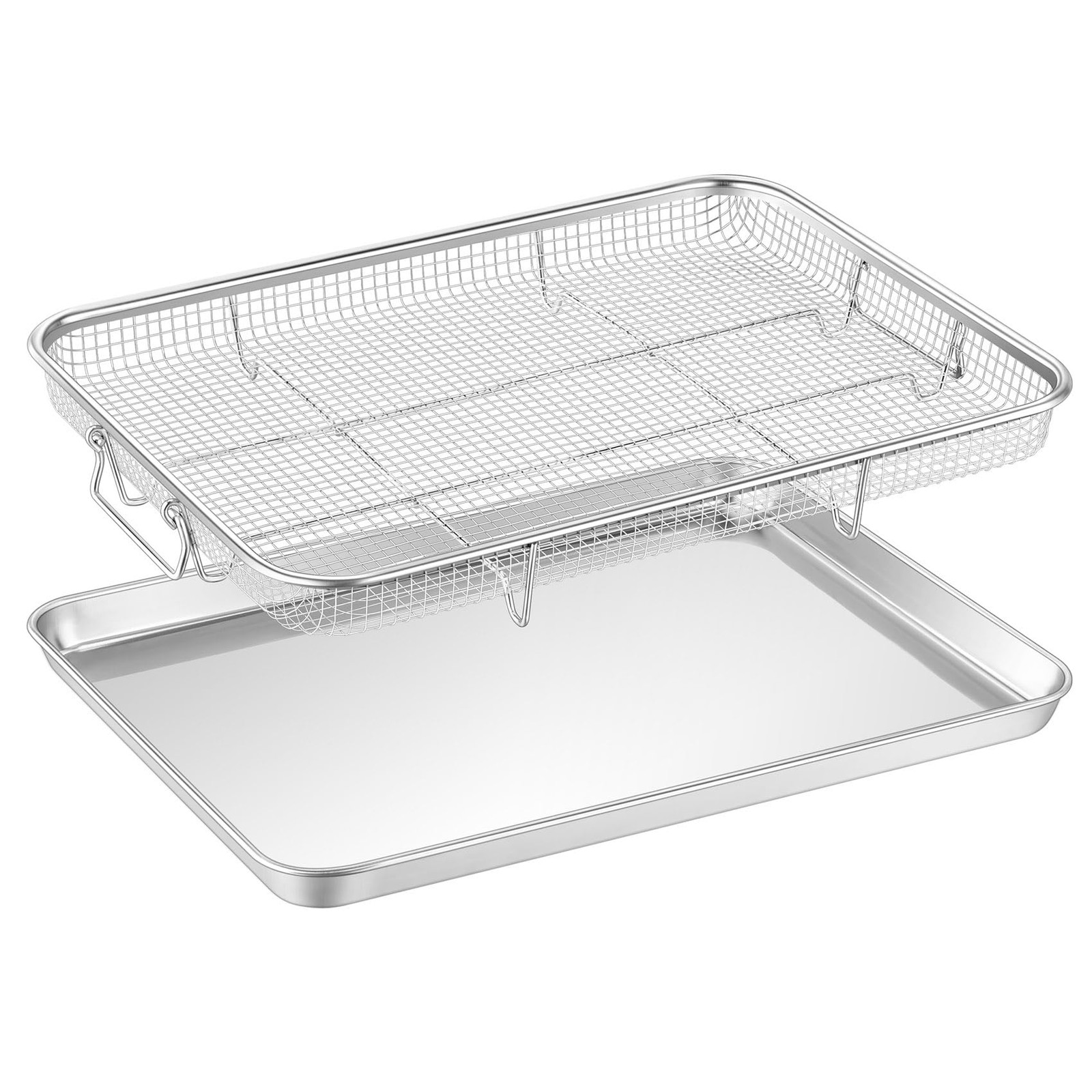 TeamFar Air Fryer Basket for Oven, 16”x12” Stainless 16" x 12" x 1.9", Silver