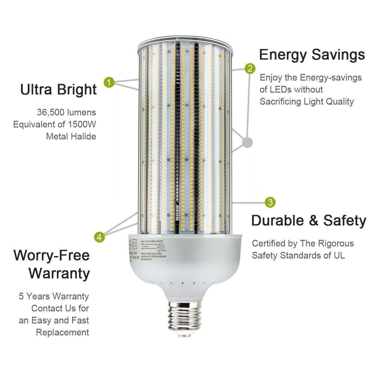 300W LED Corn Bulb Light 5000K Replace 1500W MH/HPS Warehouse Workshop Lighting