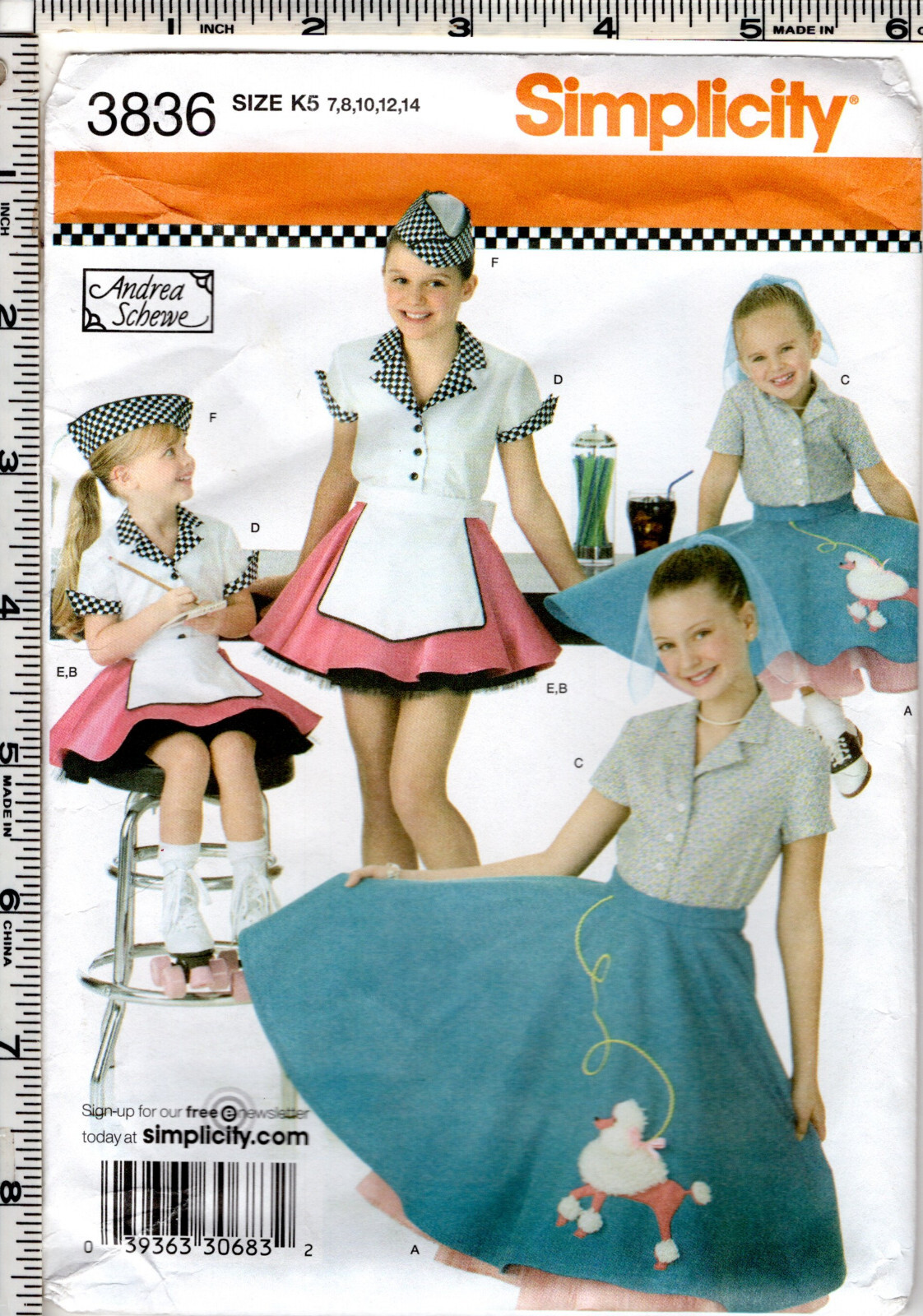 "Child's & Girls' Costumes...Hat in Three Sizes..." 2007 Simplicity Pattern 3836