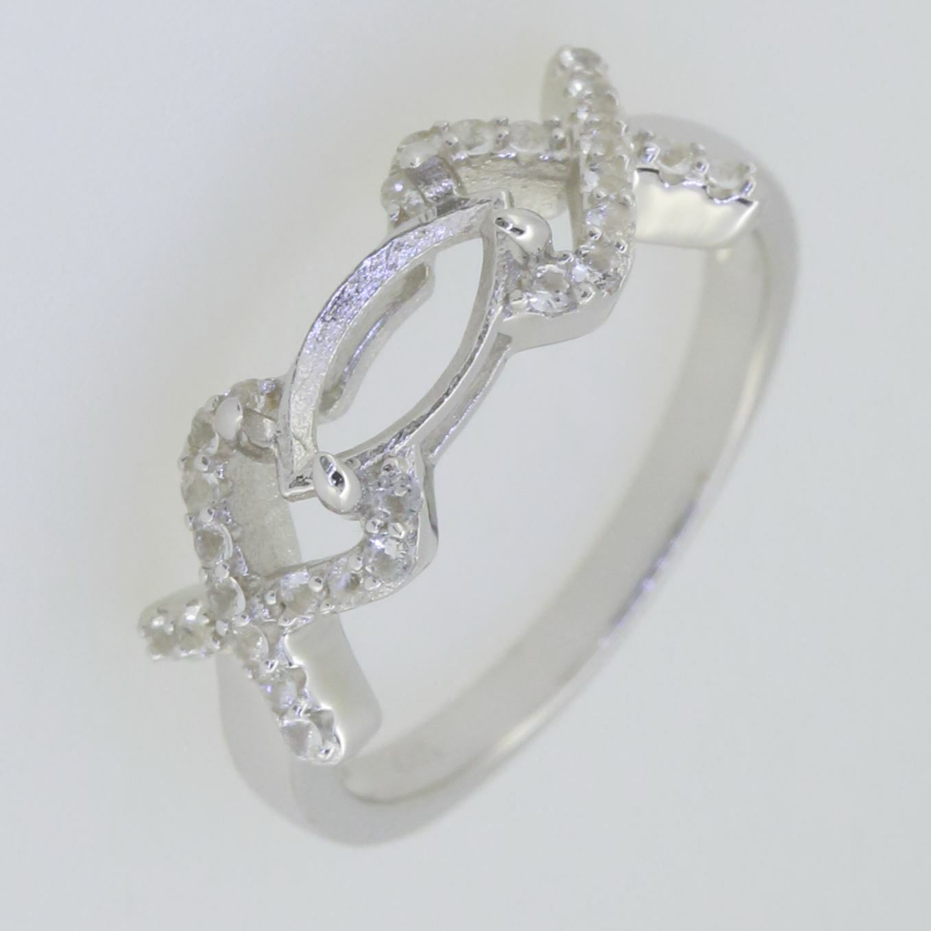 Sterling Silver Semi Mount Ring Setting Marquise MQ 10X5mm White Topaz