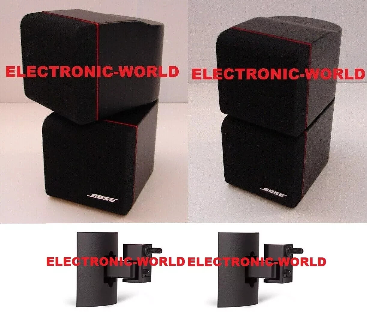 NICE PAIR OF BOSE LEGENDARY REDLINE Double Cube Speakers with Wall Brackets