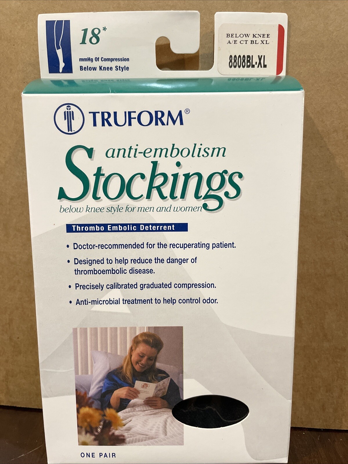 Truform 8808 Anti-Embolism Below Knee Stockings Closed Toe 18 mmHg XL Black