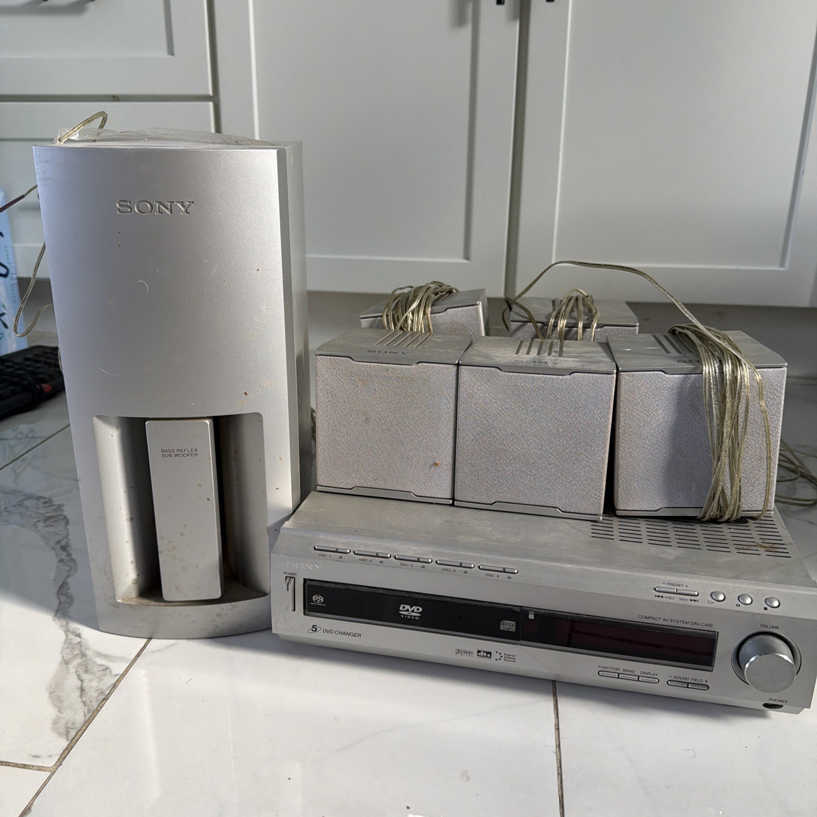 TESTED Sony DVD Surround Sound System HCD-C450 5 speakers and SS-WS502