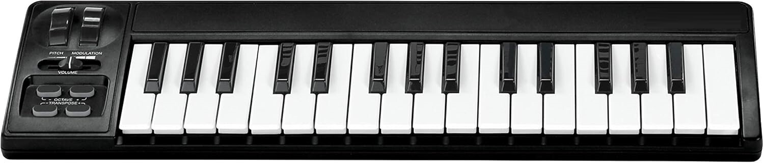 32-Key Black Keyboard Controller MIDI USB Portable Music Piano Keyboard Compact