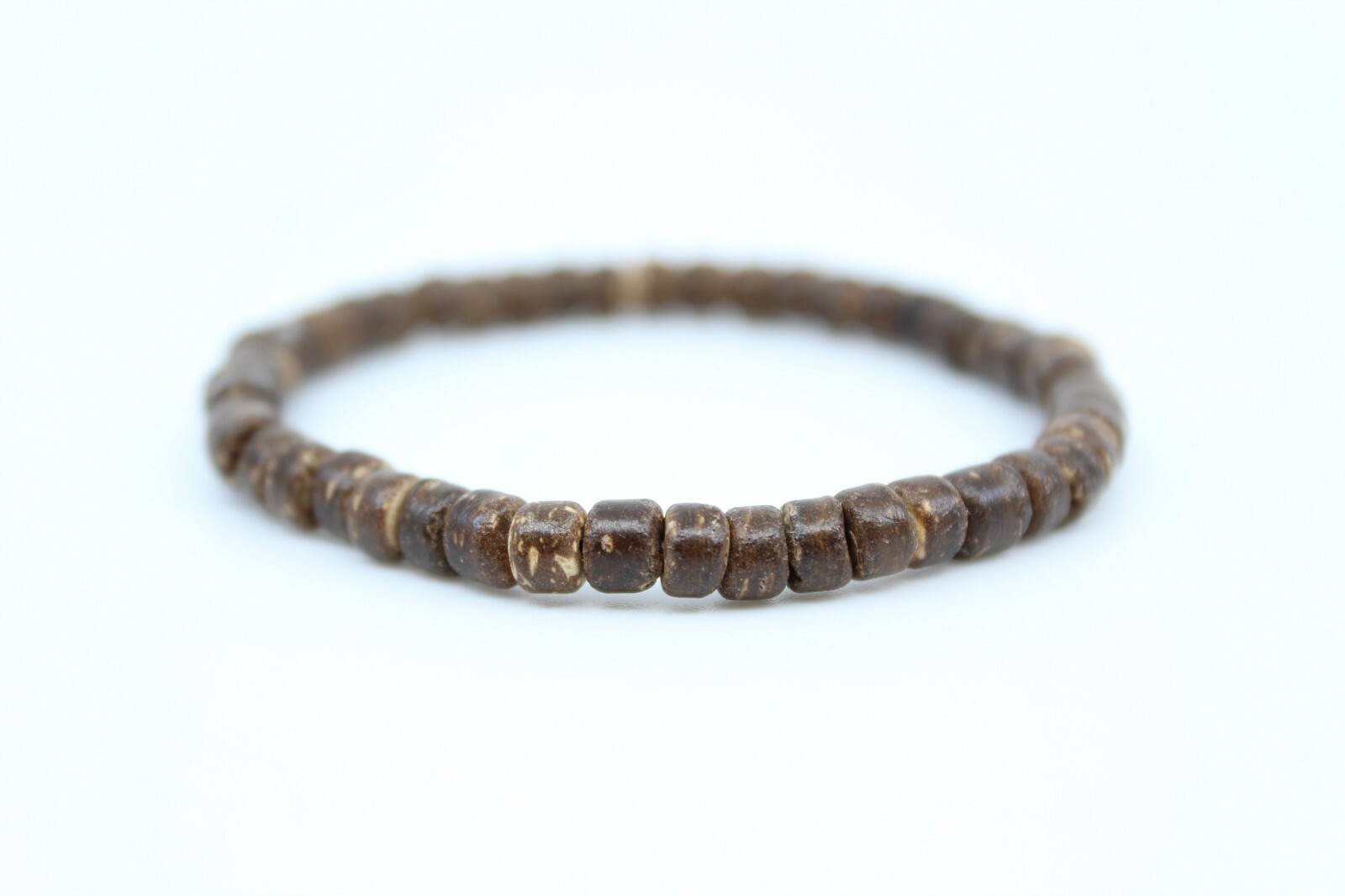 Coconut Shell Bracelet - 7", Dark Brown Coconut Shell (Thin), Hawaiian Surfer