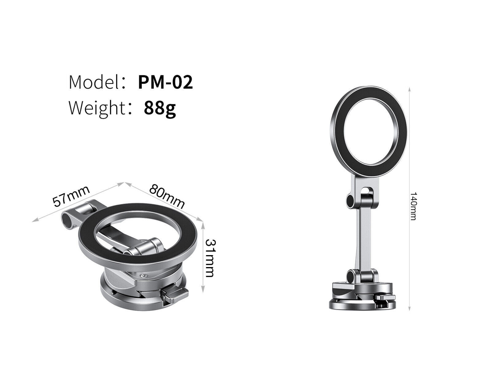 Leofoto PM-02 Magnetic Car Phone Mount - Black