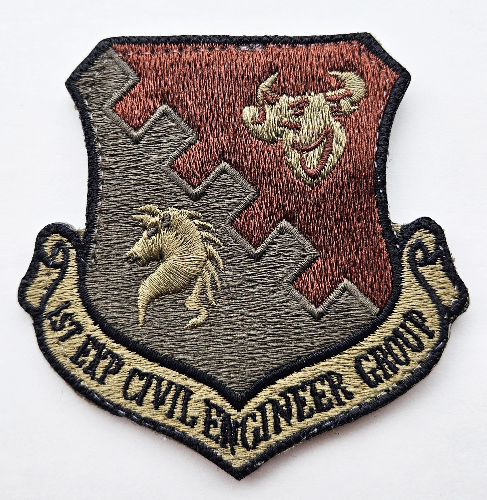 US Air Force 1st Expeditionary Civil Engineer Group Subdued Hook-Back Patch